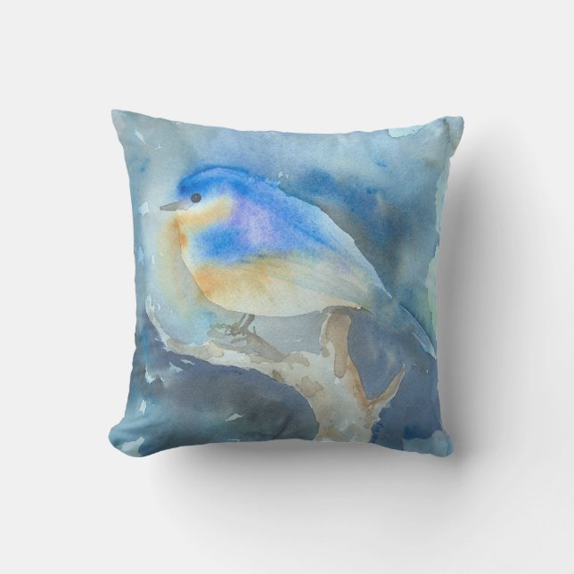 Almohada del arte de la acuarela del Bluebird (Anverso)