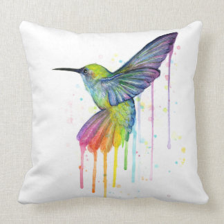 Almohada del arte de la acuarela del colibrí