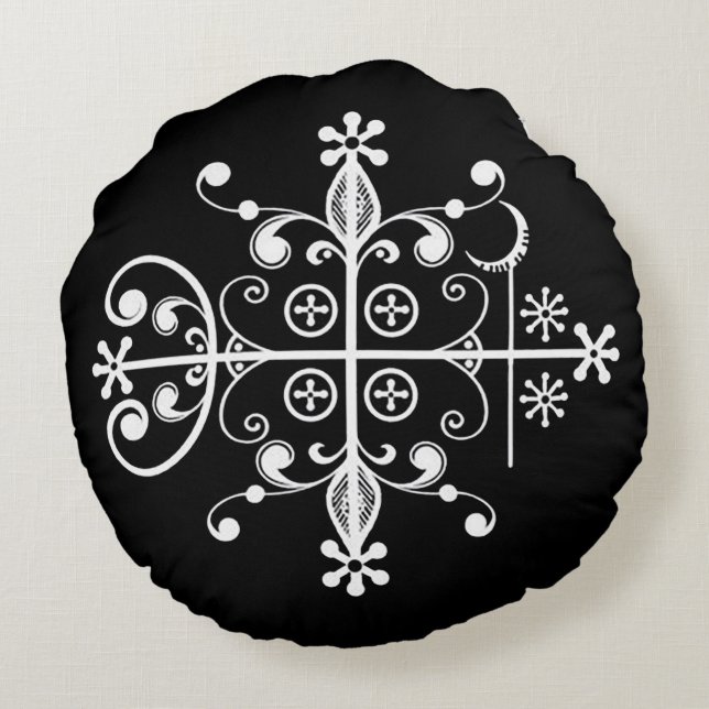 Almohada del arte de Veve del vudú de Legba de la (Reverso)