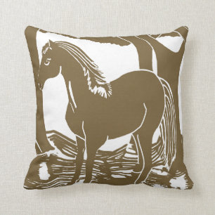 Almohada del arte del caballo de Brown