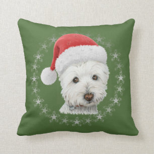 Almohada del arte del perro de Westie del navidad