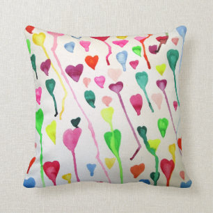 Almohada del arte del watercolour de los corazones