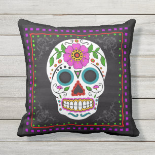 Almohada del arte popular del cráneo I del azúca