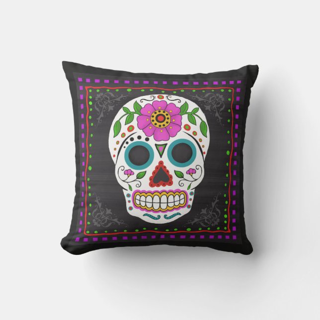 Almohada del arte popular del cráneo I del azúcar (Anverso)