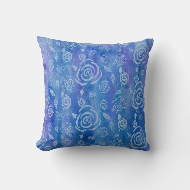 Almohada del azul del batik de Bali (Anverso)