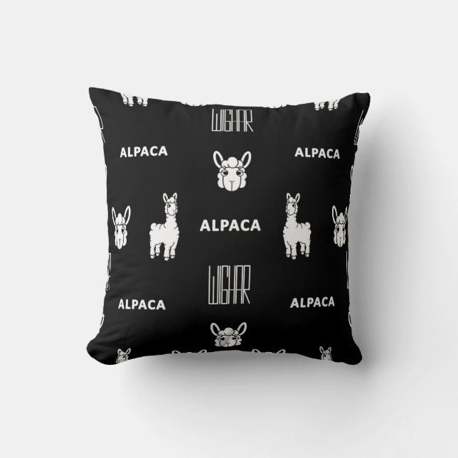 Almohada del bebé de la Alpaca blanca y negra por  (Anverso)