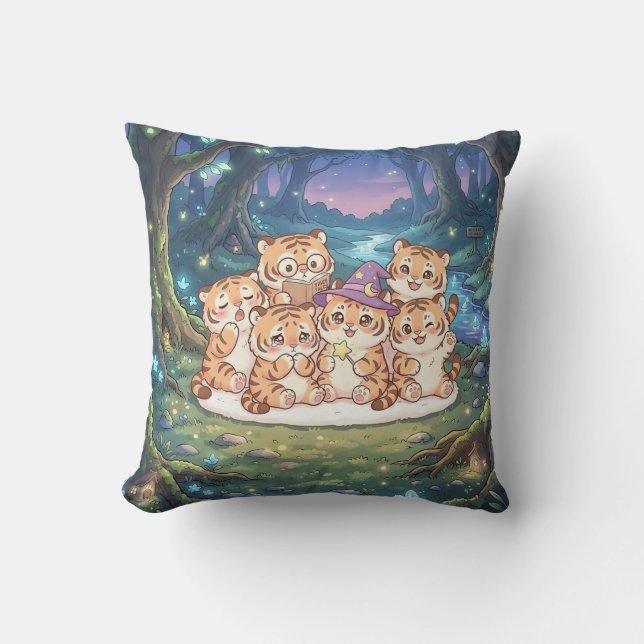 Almohada del Bosque Encantado del Tigre (Anverso)