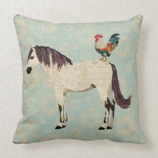 Almohada del caballo blanco y del gallo