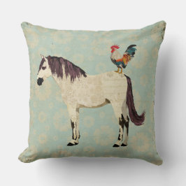 Almohada del caballo blanco y del gallo
