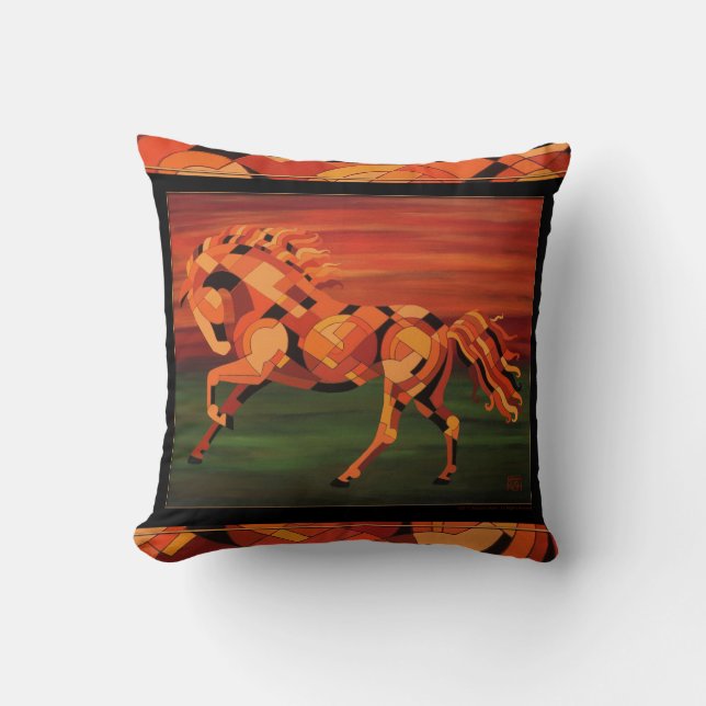 Almohada del caballo, caballo anaranjado, arte del (Anverso)
