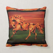 Almohada del caballo, caballo anaranjado, arte del