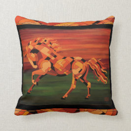 Almohada del caballo, caballo anaranjado, arte del