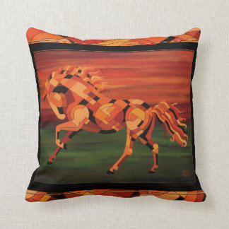 Almohada del caballo, caballo anaranjado, arte del
