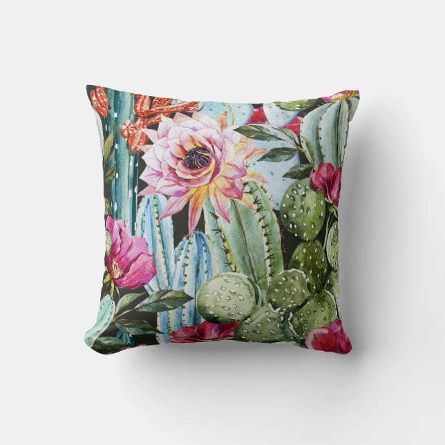 Almohada del cactus (negro) (Anverso)
