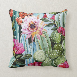 Almohada del cactus (negro)