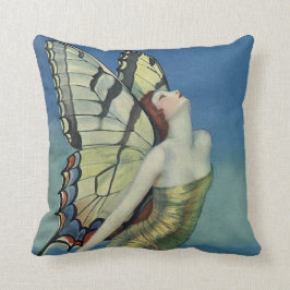 Almohada del chica de la mariposa del art déco