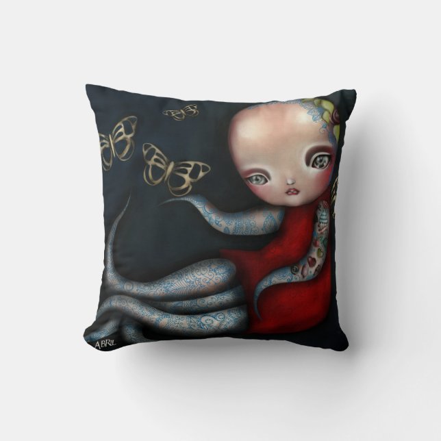 Almohada del chica del tatuaje del pulpo de Jinxi (Anverso)