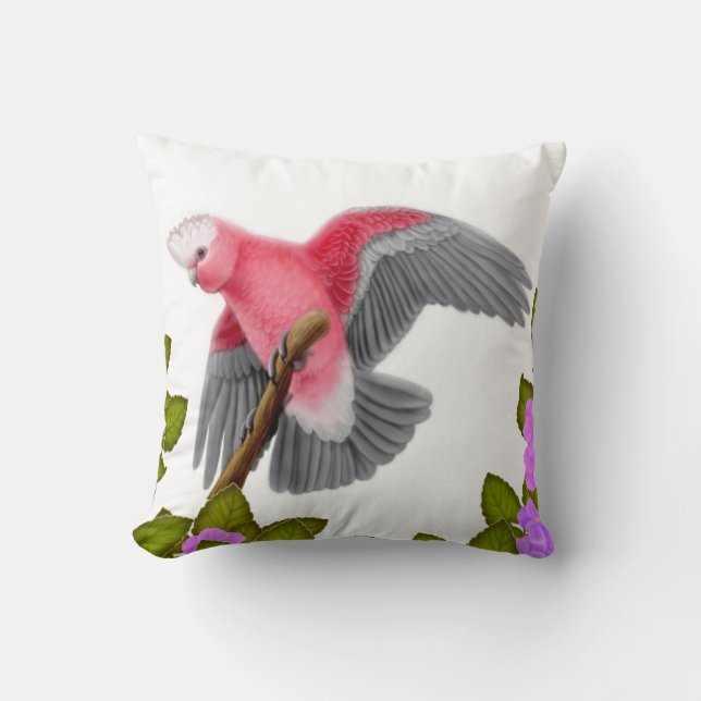 Almohada del Cockatoo rosado de Galah (Anverso)