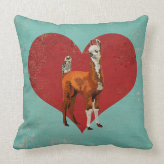 ALMOHADA DEL CORAZÓN DE LA LLAMA Y DEL BÚHO