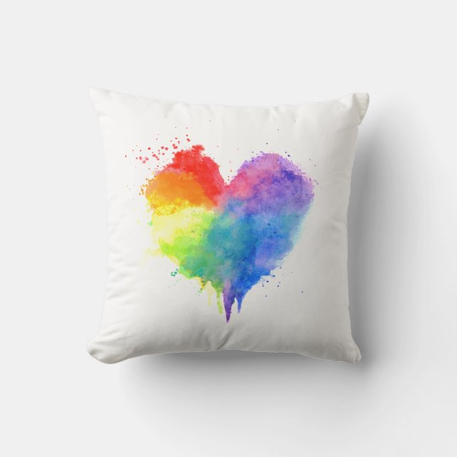 Almohada del corazón del arco iris (Anverso)