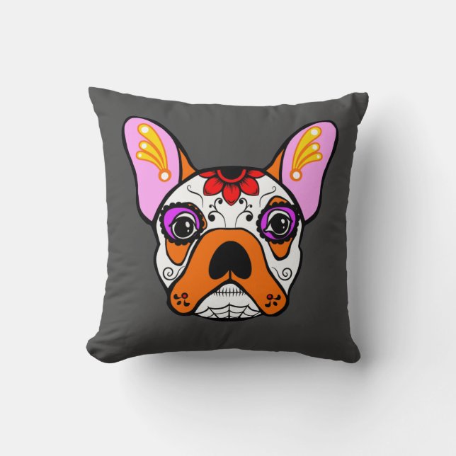 Almohada del cráneo del azúcar del bulldog francés (Anverso)