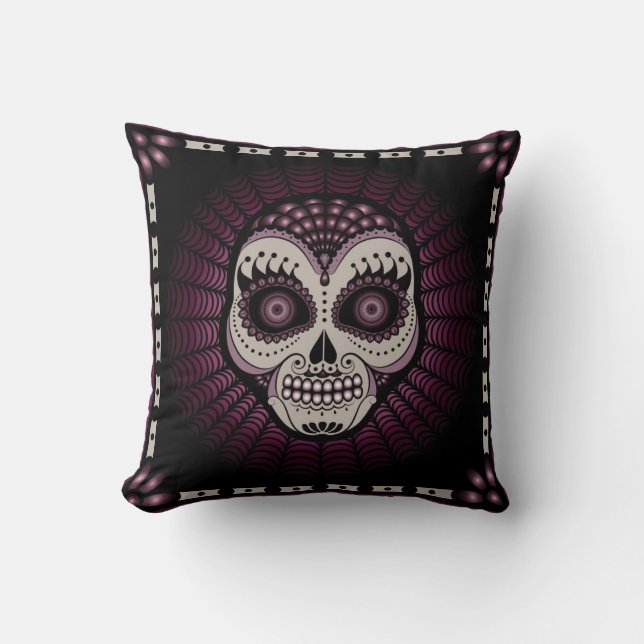 Almohada del cráneo del spiderweb de Dia de los (Anverso)