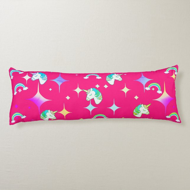 Almohada del cuerpo de impresión de arcoiris rosa  (Reverso)