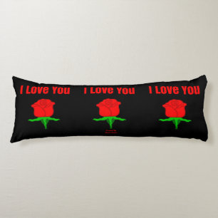 Almohada del cuerpo del rosa rojo te amo