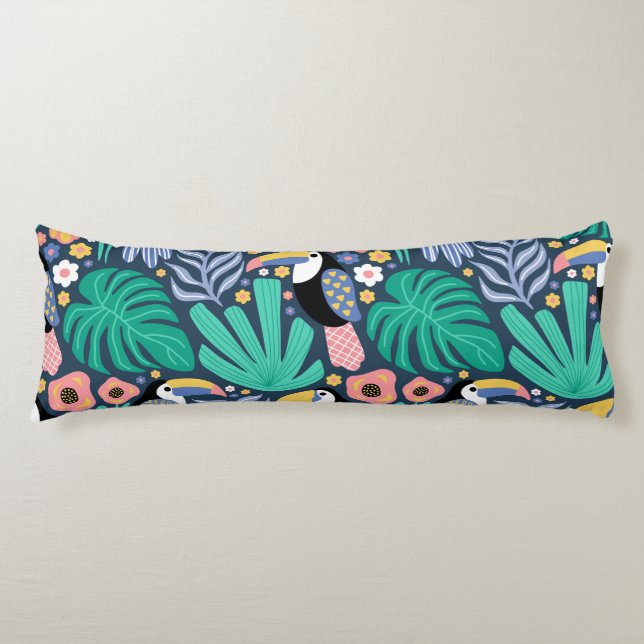 Almohada del cuerpo floral de las aves tropicales  (Anverso)