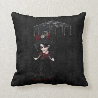 Almohada del damasco del negro del chica del