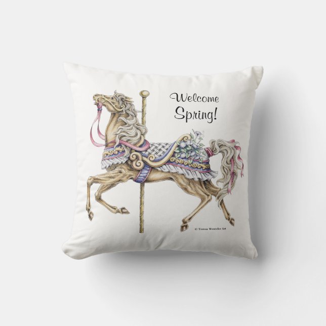 Almohada del dibujo del caballo del carrusel de la (Anverso)