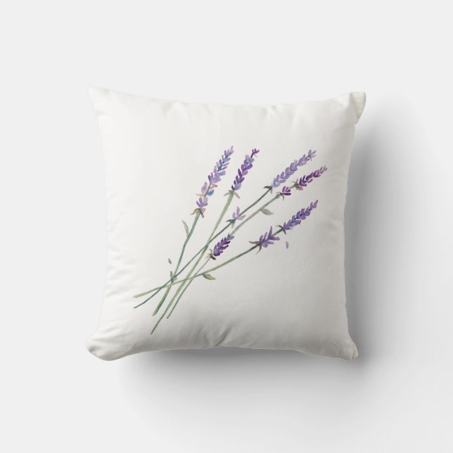 Almohada del diseño de la lavanda de la acuarela (Anverso)