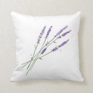 Almohada del diseño de la lavanda de la acuarela
