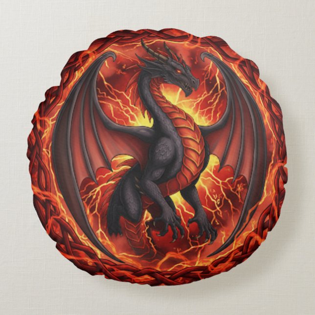 Almohada del dragón blanco rojo (Anverso)