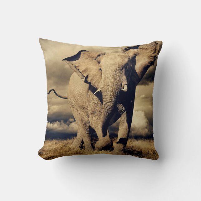 ALMOHADA DEL ELEFANTE DE BULL DEL AFRICANO (Anverso)