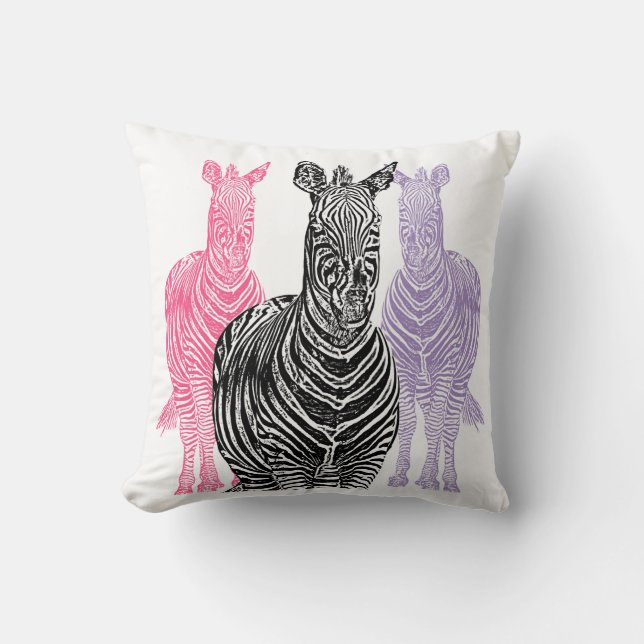 Almohada del estampado de zebra del trío en (Anverso)