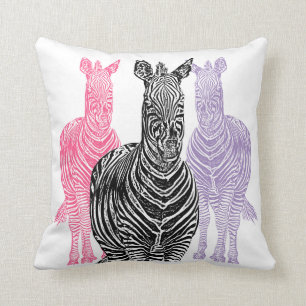 Almohada del estampado de zebra del trío en