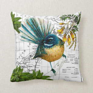 Almohada del Fantail Nativo de Nueva Zelanda