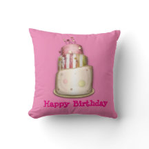 Almohada del "feliz cumpleaños" del rosa con la