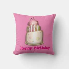 Almohada del "feliz cumpleaños" del rosa con la