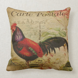 Almohada del gallo francés del vintage/carta