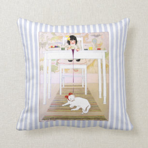 Almohada del gato de la púrpura del vintage Oops