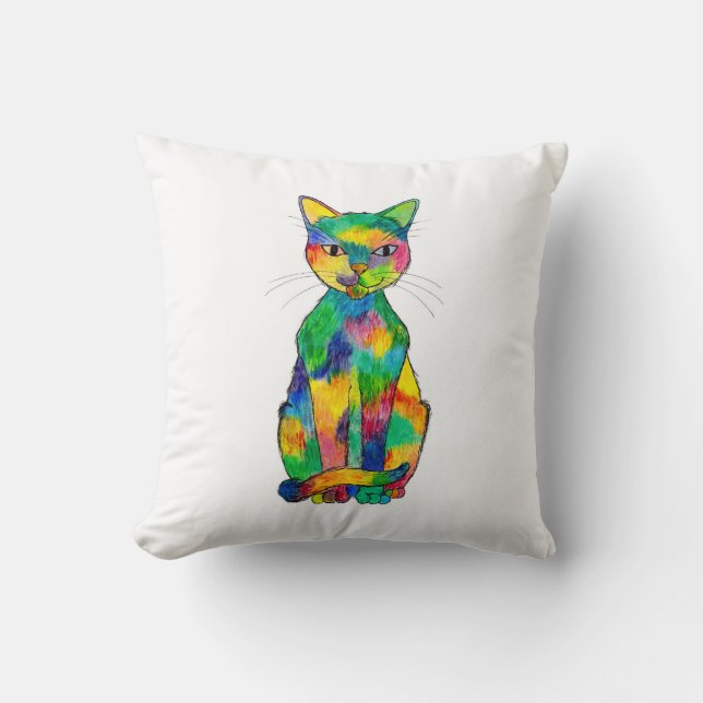 Almohada del gato del arco iris (Anverso)