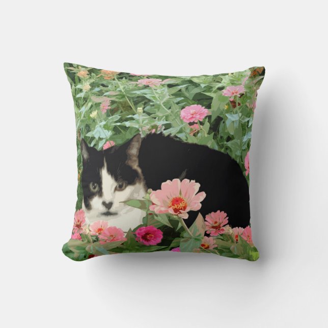 Almohada del gato del smoking (floral) (Anverso)