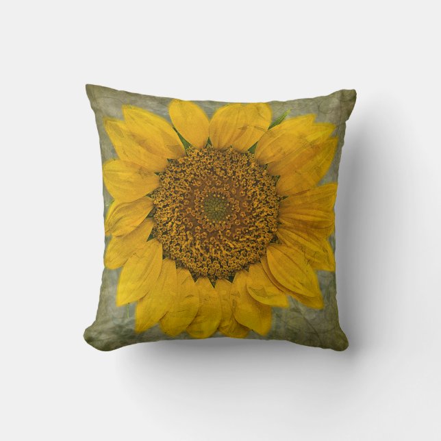 Almohada del girasol del vintage (Anverso)