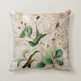 Almohada del Grunge del vintage del colibrí de la