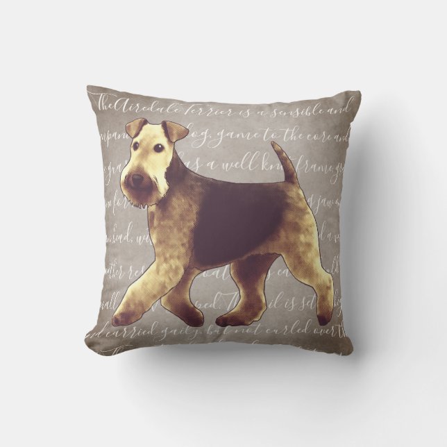 Almohada del ilustracion de Airedale Terrier (Anverso)