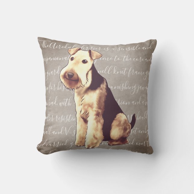 Almohada del ilustracion de Airedale Terrier (Anverso)