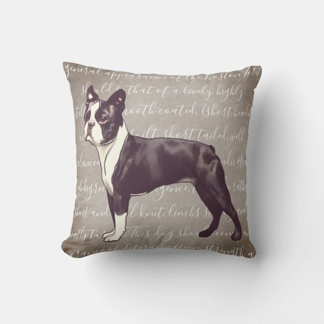 Almohada del ilustracion de Boston Terrier (Anverso)