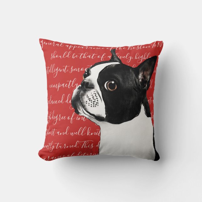 Almohada del ilustracion de Boston Terrier (Anverso)